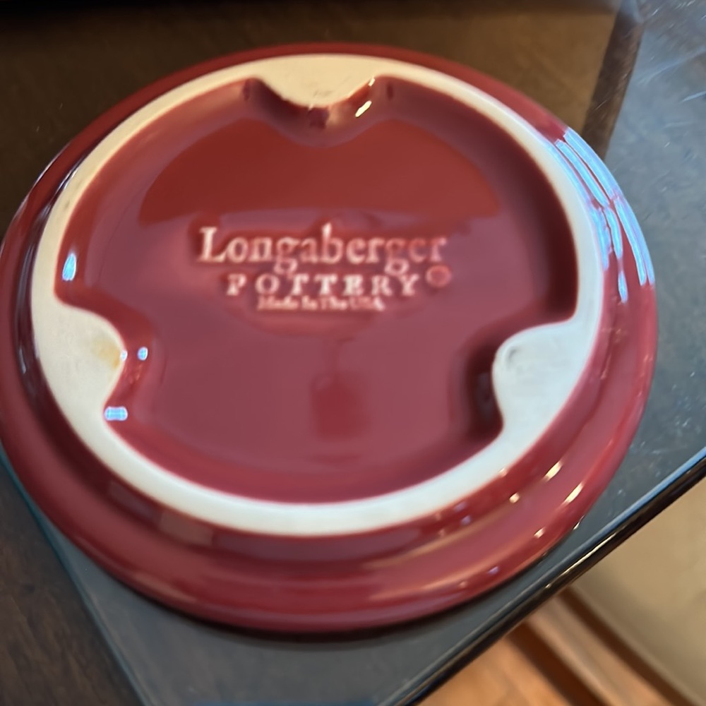 Longaberger One Pint Salt Crock - Red - Picture 2 of 5